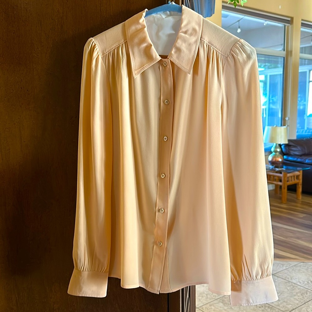 J.Crew Peach Classic Silk Button Down Blouse Size 4